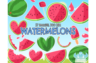 Watermelons Clipart - Lime and Kiwi Designs