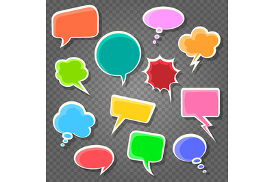 Comic speach bubbles on transparent background. Vector illustration