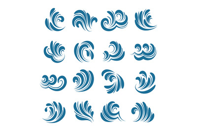 Sea wave element set. Vector illustration.