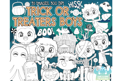 Trick Or Treaters - Boys Digital Stamps