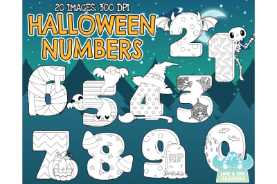 Halloween Numbers Digital Stamps - Lime and Kiwi Designs