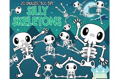 Silly Skeletons Digital Stamps - Lime and Kiwi Designs