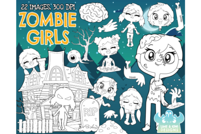 Zombie Girls Digital Stamps - Lime and Kiwi Designs