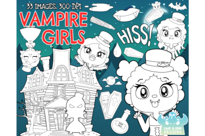 Vampire Girls Digital Stamps - Lime and Kiwi Designs