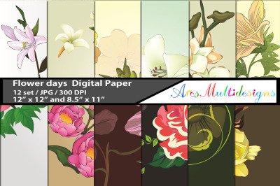 Vintage Flower days pattern digital papers