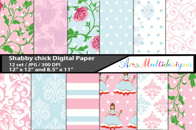 shabby chick pattern digital papers