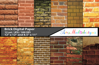 bricks pattern, brick digital papers