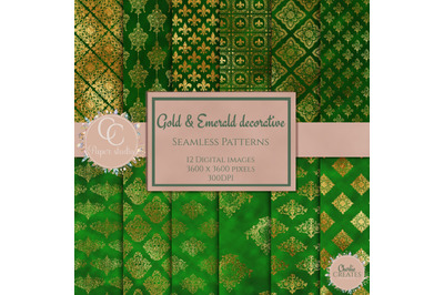 Green &amp; gold damask decorative papers
