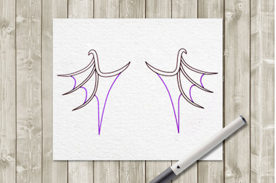 Dragon Wings Single Line Sketch for Pens | SVG | PNG | DXF