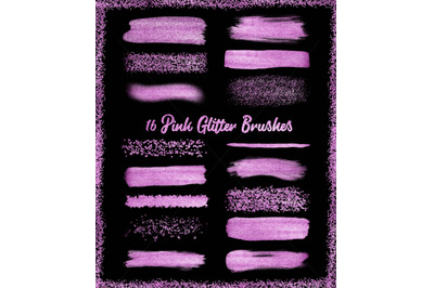Glitter Pink Brush Strokes Clip Art.