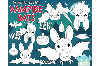 Vampire Bats Digital Stamps - Lime and Kiwi Designs