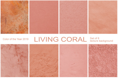 Coral.  Set of 8 textured backgrounds