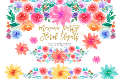 Mexican Fiesta Flowers Clipart, Fiesta Invitation clipart