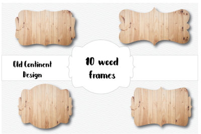 10 Wood Frames, Wood Digital Labels, Scrapbook Wood Frames