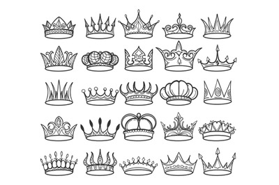 Hand Drawn Doodle Crown Set