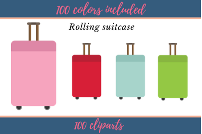 100 Colors Clip Art&2C; 100 Rolling suitcase clipart&2C; Suitcase clip art