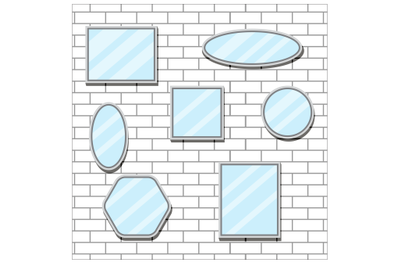 Mirror set design form on brick wall