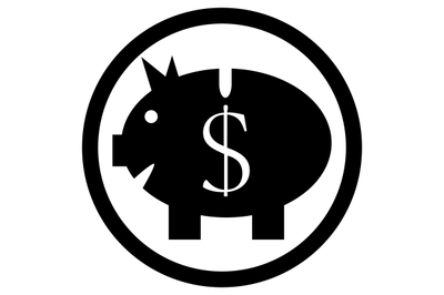 Piggy bank black white icon