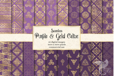 Purple and Gold Celtic Digital Paper