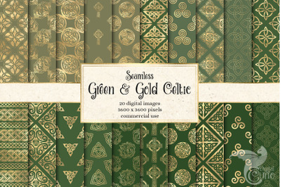 Green and Gold Celtic Digital Paper