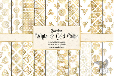 White and Gold Celtic Digital Paper