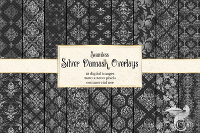 Silver Damask Pattern Overlays