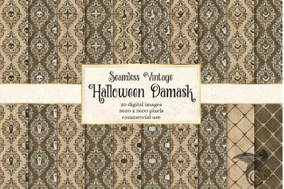 Vintage Halloween Damask Digital Paper