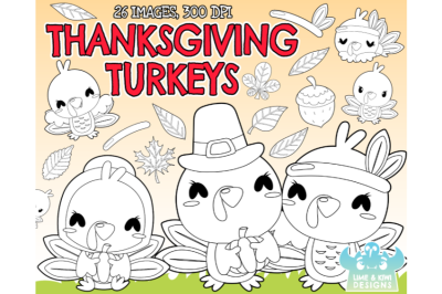 Thanksgiving Turkeys Digital Stamps - Lime and Kiwi Designs