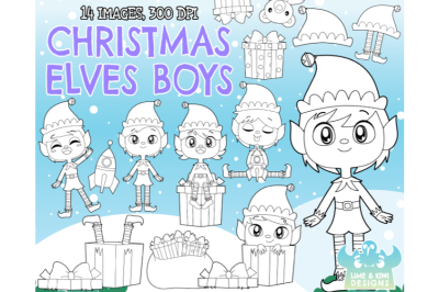 Christmas Elves Boys Digital Stamps - Lime and Kiwi Designs
