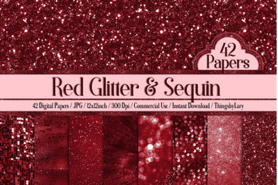 42 Red Glitter Sequin Tinsel Shimmering Digital Papers