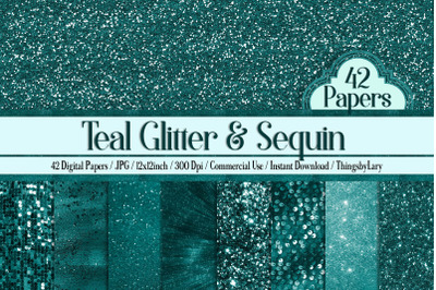 42 Teal Glitter Sequin Tinsel Shimmering Digital Papers