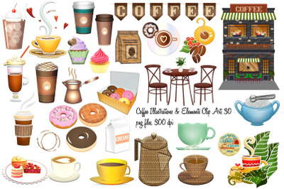 Coffee Illustuations and Elements Clip Art