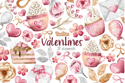 Valentines Watercolor Cliparts
