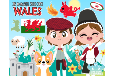 Wales Clipart - Lime and Kiwi Designs