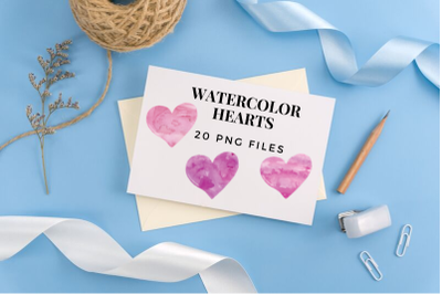 Pink Watercolor Hearts Clipart