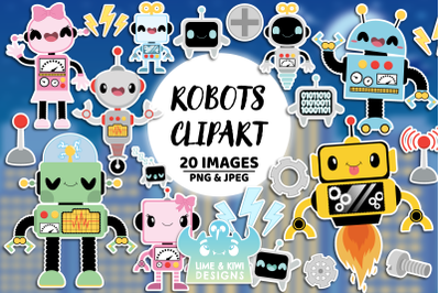 Robots Clipart - Lime and Kiwi Designs