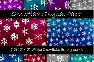 Distressed Snow Digital Paper - Winter Snow Backgrounds