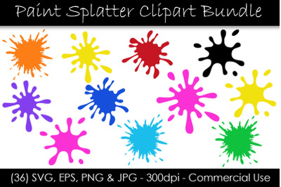 Paint Splatter SVG Bundle - Paint Splash Clip Art