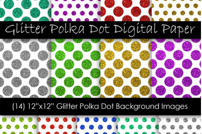 Glitter Polka Dot Digital Paper - Glitter Polka Dot Pattern