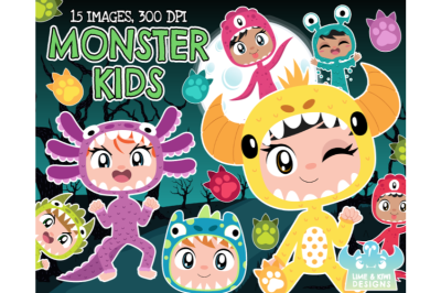 Monster Kids Clipart - Lime and Kiwi Designs