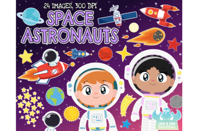 Space Astronauts Clipart - Lime and Kiwi Designs