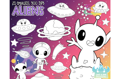 Aliens Digital Stamps - Lime and Kiwi Designs