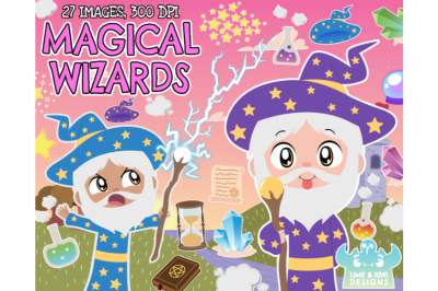 Magical Wizards Clipart - Lime and Kiwi Designs