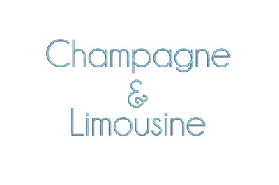 Champagne and Limousine 15 sizes embroidery font (RLA)