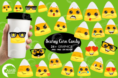 Scary candy clipart, cute candy, candy corn, Halloween, AMB-2658