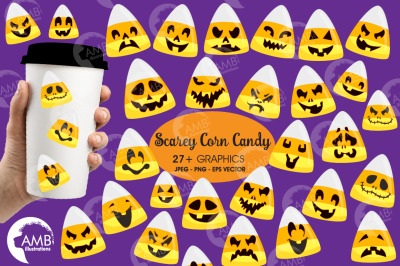 Corn Candy emoticon clipart, Corn Candy faces, Halloween, AMB-2659