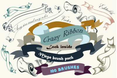 Pack of vector ribbon brushes