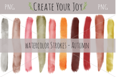 Watercolor Brush Strokes  - Autumn | PNG