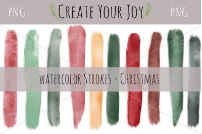 Watercolor Brush Strokes - Christmas | PNG
