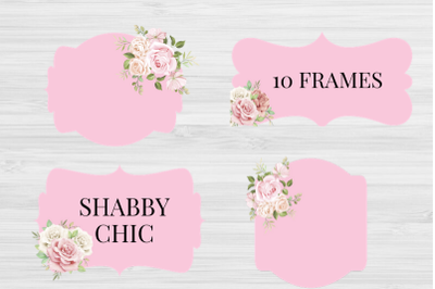 Shabby Chic Labels, Shabby Chic Frames, Pink Shabby Labels Romantic